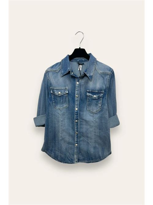 Camicia di jeans con poussoir LOVEme | VA-10659-VA-220102/Blu Jeans